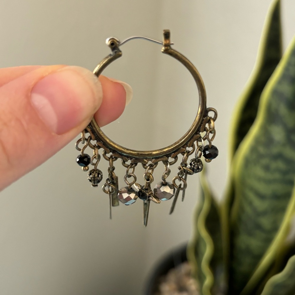 Cross boho hoop earrings